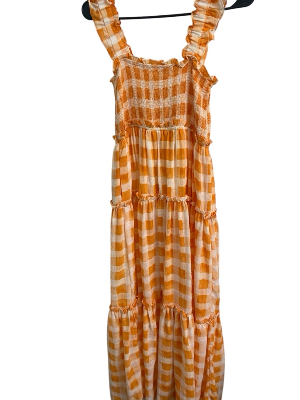 Sofie The Label Women’s Orange Checkered Tiered Sundress - Picture 3 of 8